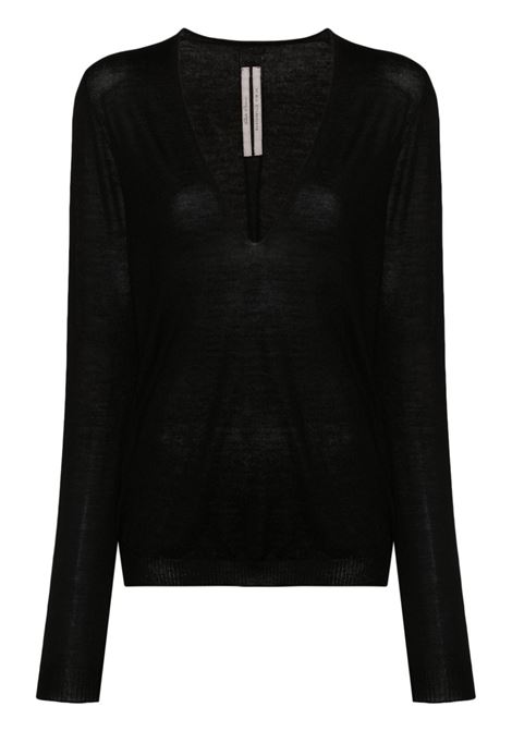 Maglione Pull con scollo a V in nero Rick Owens - donna